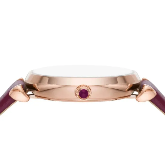 Emporio Armani Gianni T Bar Crystals Maroon Dial Maroon Leather Strap Watch for Women - AR11487 - Image 6